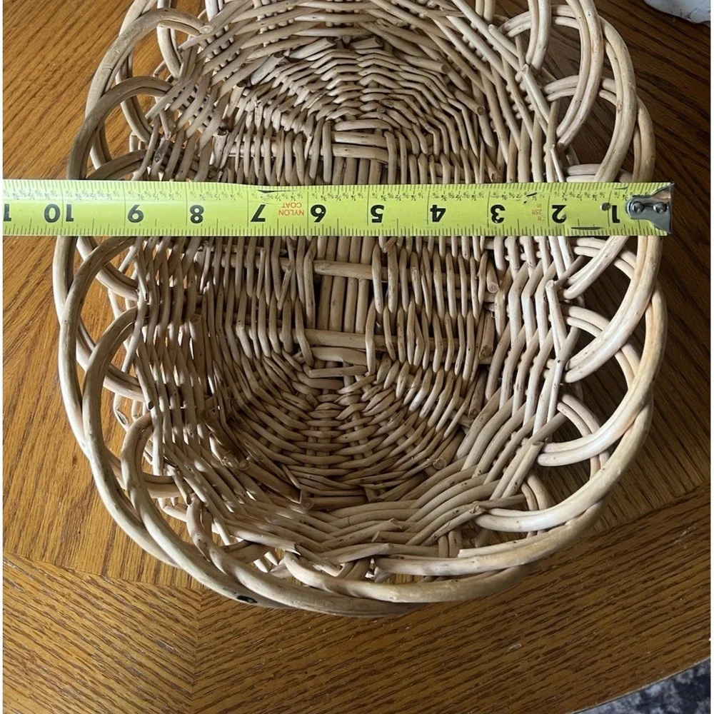 Vintage Basket Bread Roll Serve Fruit Floral Egg Woven Braided Wicker 12.5